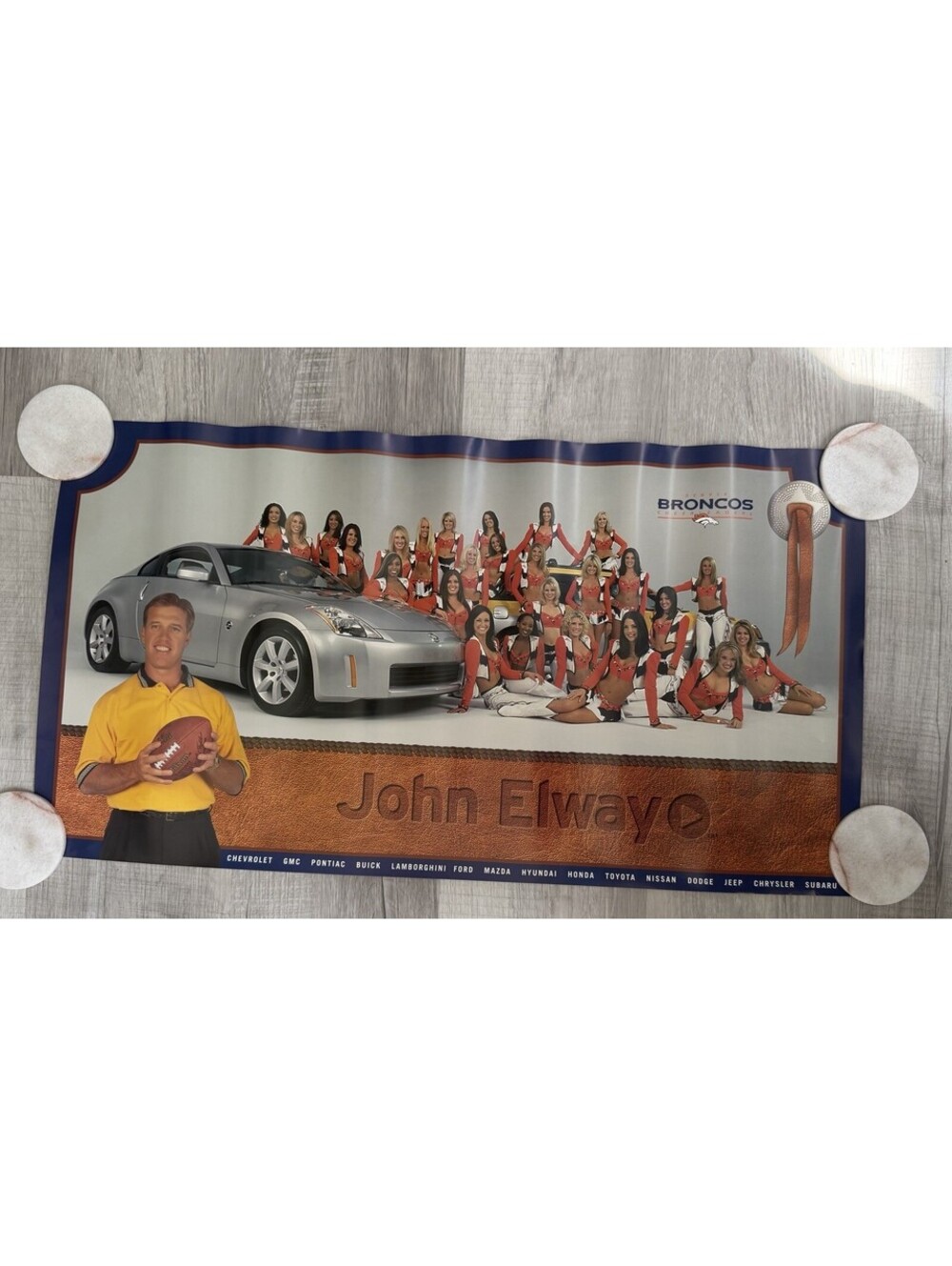 Vintage 1999 Denver Broncos Cheerleaders Poster John Elway Automotive Group BMW